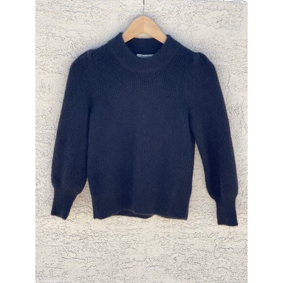 Madewell Eaton Puff Sleeve Pullover Sweater Black- XXS - Picture 5 of 8
